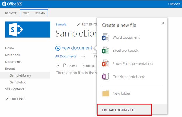 upload the existing file